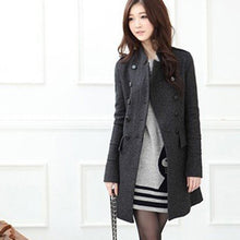 Women Lapel Windbreaker Double Breasted Long Parka Woolen Coat Trench Outwear Work Jacket  J4U66