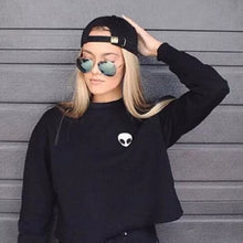 Women Letter Print Hoodies Embroidery ET Aliens Hoodies Sweatshirts Feminina Loose Short Jumper Sweats Black Grey Hoody Moleton J4U66