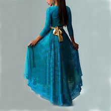 Long Sleeve Maxi Party Dress Formal Sexy Club Irregular Dresses with Belt L-XXXL 4 Colors J4U66