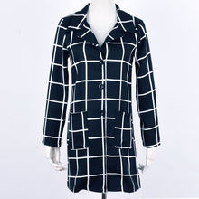 Long Sleeve Plaid V-neck Slim Punk Style Casual Windbreaker Trench J4U66