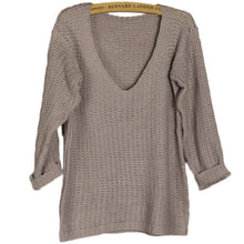 Women Long Sleeve Pullover Loose Tops Coat V-Neck Casual Sweater Knitwear Blouse  J4U66