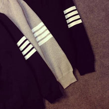 Women Long Sleeve Stripe Pullover Loose Hoody Tracksuit Sweatshirt Blue/Grey/black Color J4U66