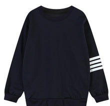 Women Long Sleeve Stripe Pullover Loose Hoody Tracksuit Sweatshirt Blue/Grey/black Color J4U66