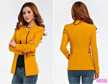 women long sleeve zipper suit coat polo neck solid casual suit jacket blazer tops J4U66