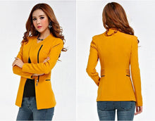 women long sleeve zipper suit coat polo neck solid casual suit jacket blazer tops J4U66