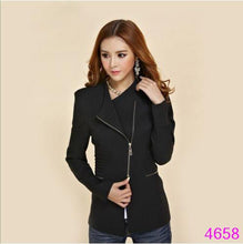 women long sleeve zipper suit coat polo neck solid casual suit jacket blazer tops J4U66