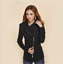 Long Sleeve Zipper Suit Coat POLO Neck Solid Casual Suit Jacket Blazer Tops J4U66