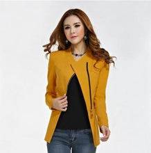 Long Sleeve Zipper Suit Coat POLO Neck Solid Casual Suit Jacket Blazer Tops J4U66