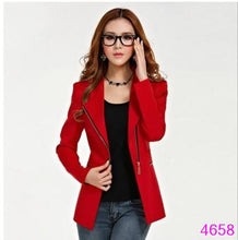 women long sleeve zipper suit coat polo neck solid casual suit jacket blazer tops J4U66