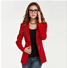 women long sleeve zipper suit coat polo neck solid casual suit jacket blazer tops J4U66