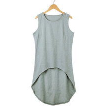 women long t-shirts round neck tops sleeveless asymmetrical hem tee shirt mujer european casual tee shirt blusas femme J4U66