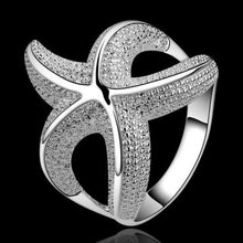 Women Luxury Starfish Beautiful Ring Silver Alloy Women Jewely  J4U66