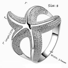 Women Luxury Starfish Beautiful Ring Silver Alloy Women Jewely  J4U66