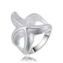 Women Luxury Starfish Beautiful Ring Silver Alloy Women Jewely  J4U66