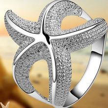 Women Luxury Starfish Beautiful Ring Silver Alloy Women Jewely  J4U66
