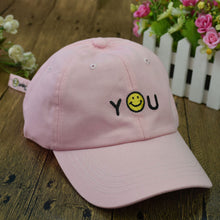 women men 5 panel baseball caps embroidered letters smiley face emoticon hip hop sports full cap snapback hat white black pink J4U66