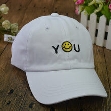 women men 5 panel baseball caps embroidered letters smiley face emoticon hip hop sports full cap snapback hat white black pink J4U66