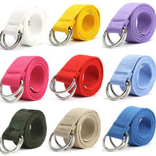 Men Canvas Waist Belts Double Rings Buckle Waistband Strap Belts 10 Colors J4U66