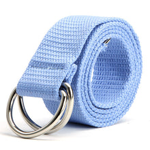 Men Canvas Waist Belts Double Rings Buckle Waistband Strap Belts 10 Colors J4U66