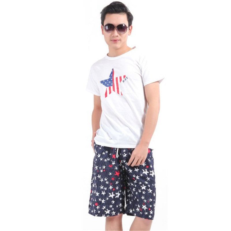 Women Men Lovers Couple Dots Short Pants Beach Board Shorts Black  J4U66