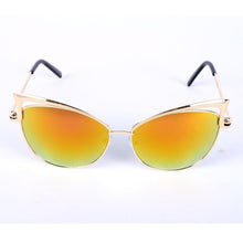 Women Metal Frame Sexy Cat Eye Sunglasses Coating Vintage Sun Glasses Oculos de grau Femininos UV400 LY6 J4U66