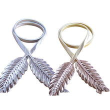 women metal leaves elastic chain stretch waist belt strap diamante waistband J4U66