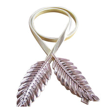 women metal leaves elastic chain stretch waist belt strap diamante waistband J4U66