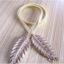Metal Leaves Elastic Chain Stretch Waist Belt Strap Diamante Waistband P16 J4U66