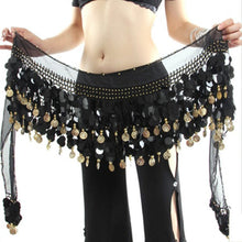 Women New Belly Dance Costume Hip Scarf Wrap Sequins Belt 58 Coins Chiffon Skirt  J4U66