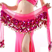Women New Belly Dance Costume Hip Scarf Wrap Sequins Belt 58 Coins Chiffon Skirt  J4U66