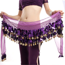 Women New Belly Dance Costume Hip Scarf Wrap Sequins Belt 58 Coins Chiffon Skirt  J4U66