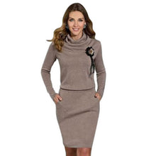 Women New Bodycon Pullover Wrap Dress High Collar Long Sleeve Slim Hoodied Dresses J4U66