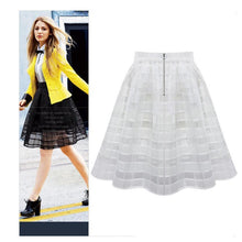 Women Organza Midi Skirts Style Elastic High Waist Zipper Ladies SkirtPleated A Line Tulle Skirts J4U66