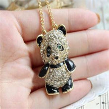 Women Panda Pendant Necklaces Sweater Necklaces Alloy Rhinestone Women Crystal Necklace Women Jewelry  J4U66