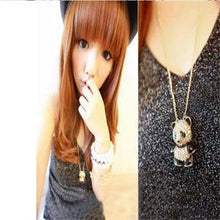 Women Panda Pendant Necklaces Sweater Necklaces Alloy Rhinestone Women Crystal Necklace Women Jewelry  J4U66
