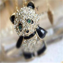 Women Panda Pendant Necklaces Sweater Necklaces Alloy Rhinestone Women Crystal Necklace Women Jewelry  J4U66