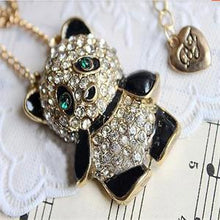 Women Panda Pendant Necklaces Sweater Necklaces Alloy Rhinestone Women Crystal Necklace Women Jewelry  J4U66