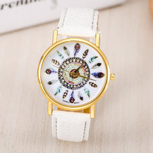 Women Polka Dot Dial Quartz Trend Leather Strap Bracelet Analog Watch J4U66