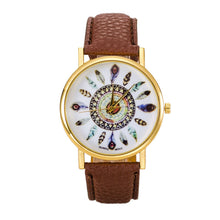 Women Polka Dot Dial Quartz Trend Leather Strap Bracelet Analog Watch J4U66