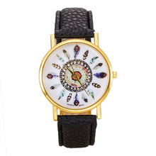Women Polka Dot Dial Quartz Trend Leather Strap Bracelet Analog Watch J4U66
