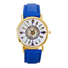 Women Polka Dot Dial Quartz Trend Leather Strap Bracelet Analog Watch J4U66