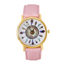 Women Polka Dot Dial Quartz Trend Leather Strap Bracelet Analog Watch J4U66