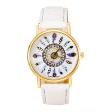 Women Polka Dot Dial Quartz Trend Leather Strap Bracelet Analog Watch J4U66
