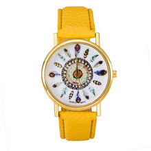 Women Polka Dot Dial Quartz Trend Leather Strap Bracelet Analog Watch J4U66