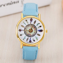 Women Polka Dot Dial Quartz Trend Leather Strap Bracelet Analog Watch J4U66