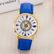 Women Polka Dot Dial Quartz Trend Leather Strap Bracelet Analog Watch J4U66