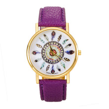 Women Polka Dot Dial Quartz Trend Leather Strap Bracelet Analog Watch J4U66