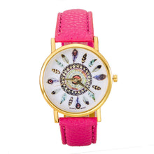 Women Polka Dot Dial Quartz Trend Leather Strap Bracelet Analog Watch J4U66
