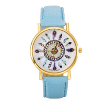 Women Polka Dot Dial Quartz Trend Leather Strap Bracelet Analog Watch J4U66