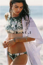women print floral bikini sets swimwear women padded printing fringe bandeau paillette bikini set for holiday J4U66